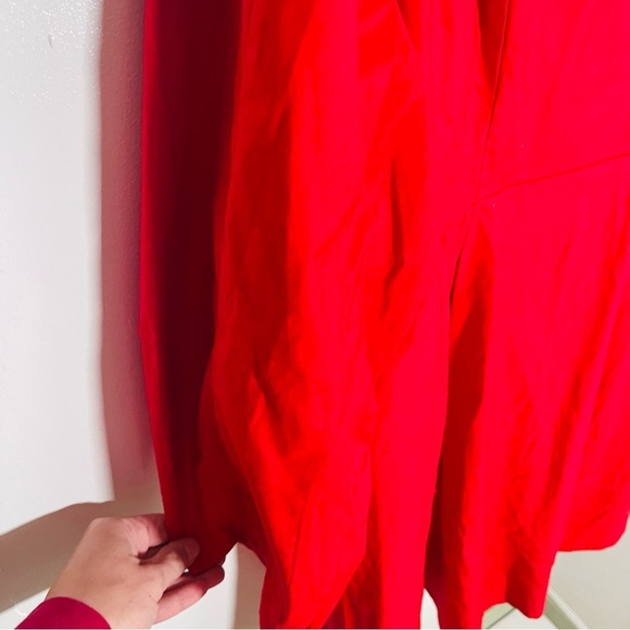 NEW Anthropologie Maeve Long-Sleeve Square-Neck Pleated Mini Dress Red Coastal - Picture 4 of 9